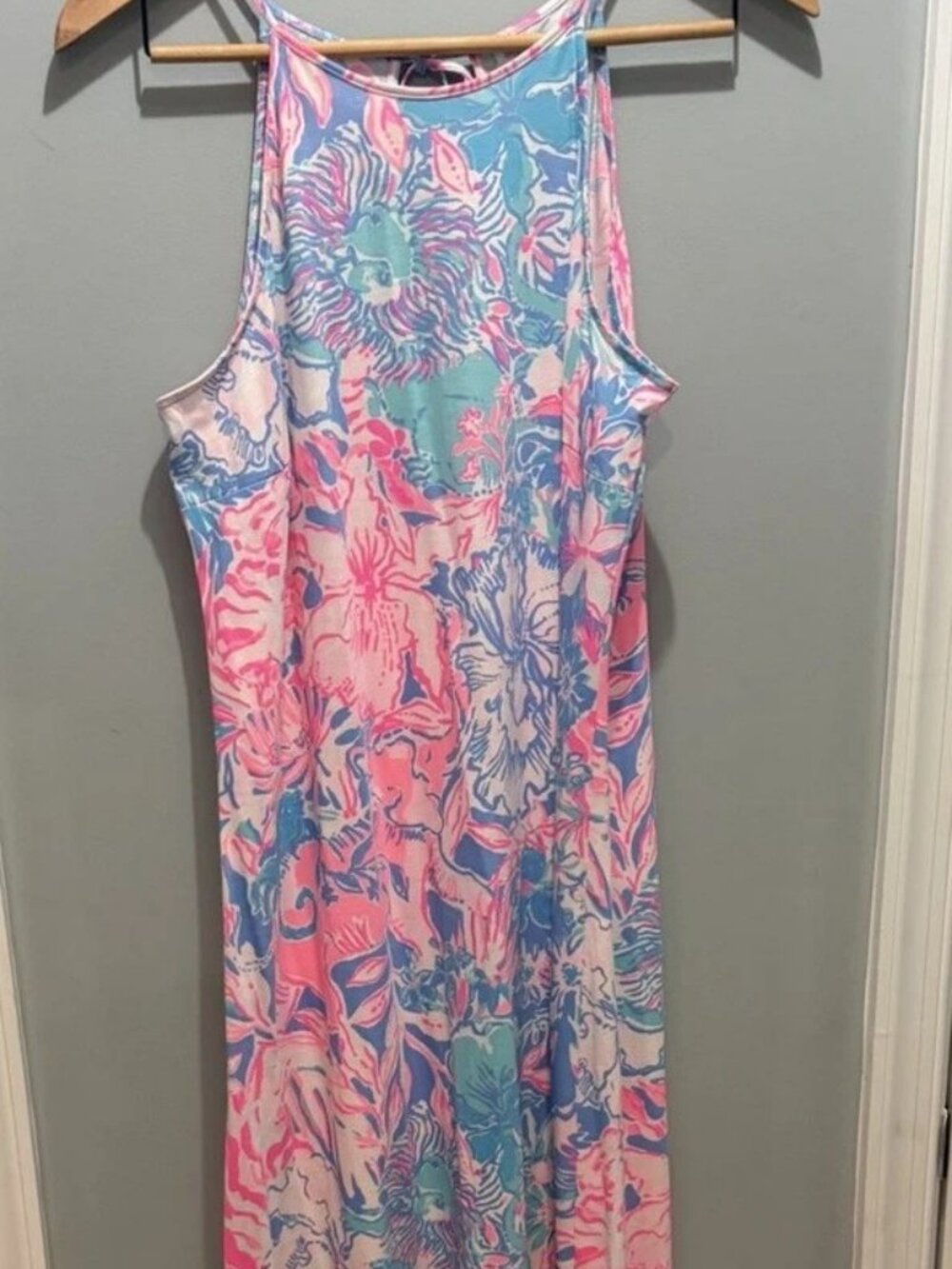 Lilly Pulitzer Margo Maxi Dress, Blue Peri - Viva La Lilly, Medium EUC